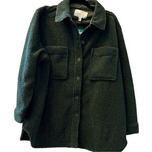 Cozy Dark Green Teddy Jacket